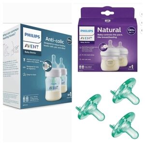 ‼️SAVE $17+‼️2 4oz Philips AVENT Natural Bottles, 2 4oz Anticolic Bottles, 3 NB